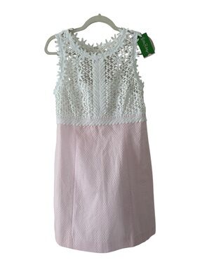 NWT Lily Pulitzer Breakers Shift Dress Pink Fizz  lace textured size 8